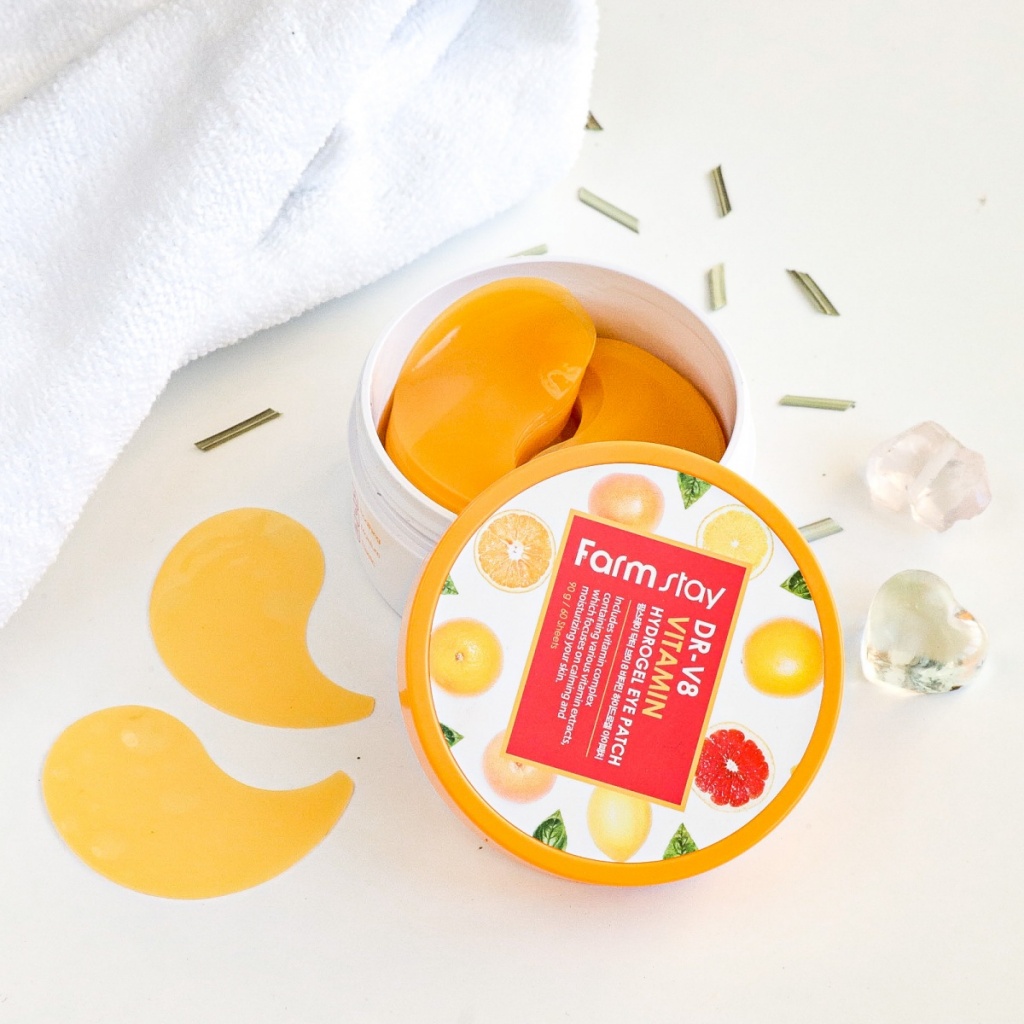 FarmStay ������������ ����� � ���������� DR-V8 Vitamin hydrogel eye patch