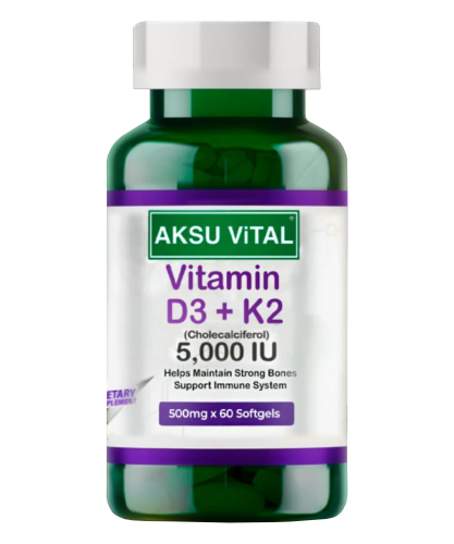 [] AksuVital   D3+K2   500 - 5000 IU, 60  , Vitamin D3+K2 Cholecalciferol 500mg 5000 IU