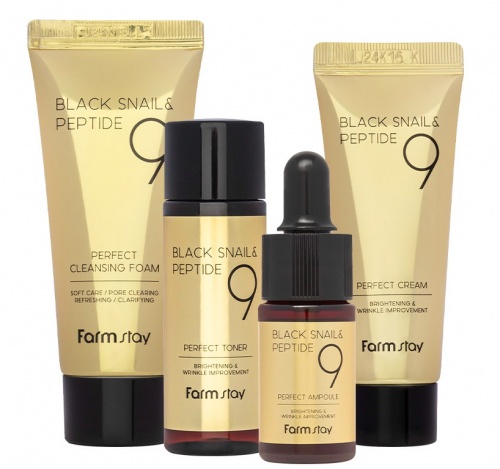 FarmStay ����� �������� 9 ��������  Black Snail & Peptide9 perfect 4 step mini kit edition ���� 5