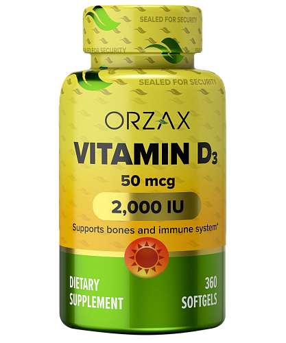 [] Orzax  D3 2000 .  -, 360   Vitamin D3 2000 IU, 50 mcg 360 Mini Softgel