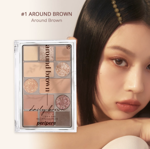 Peripera ������� ����� 12 ������, ������� 01 Around Brown (�������), All Take Mood Technique Palette ���� 6