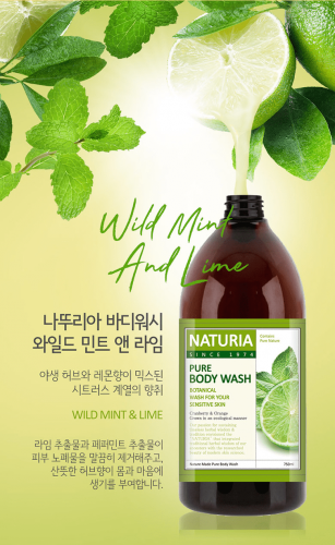 Naturia        750   Pure body wash wild mint & lime  3