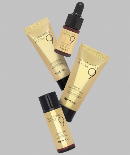 FarmStay ����� �������� 9 ��������  Black Snail & Peptide9 perfect 4 step mini kit edition ���� 4