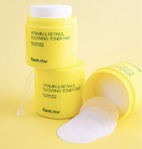 FarmStay -     , 70 , Vitamin&Retinol Glowing Toner Pad  2