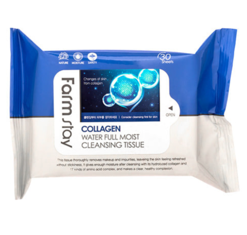FarmStay ������� �������� ��� ������ ������� � ����������, 30 ��, Collagen Water Full Moist Cleansing Tissue