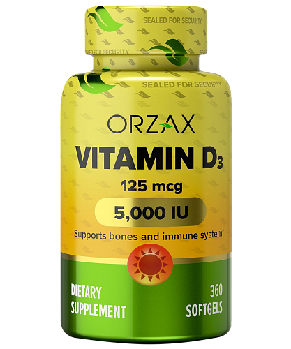 [] Orzax  D3 5000 .  -, 360  Vitamin D3 5000 IU, 125 mcg 360 Mini Softgel