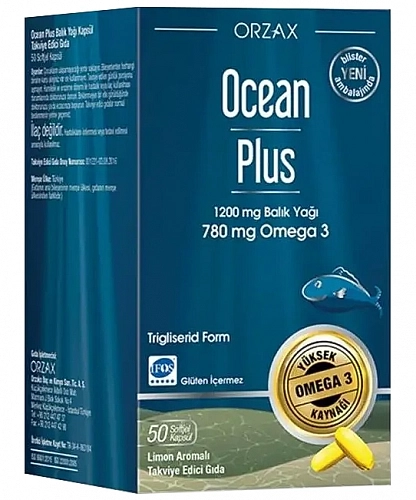 [] Orzax -3  500 , 60   Ocean Omega 3, 500 mg Fish Oil Lemon Flavored