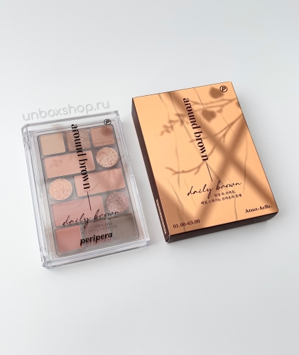 Peripera ������� ����� 12 ������, ������� 01 Around Brown (�������), All Take Mood Technique Palette ���� 3